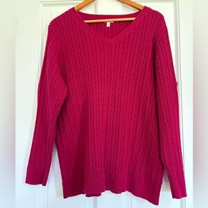 Talbots Women's Pink Cable Cotton Sweater Cozy Preppy Old Money Fisherman 3X